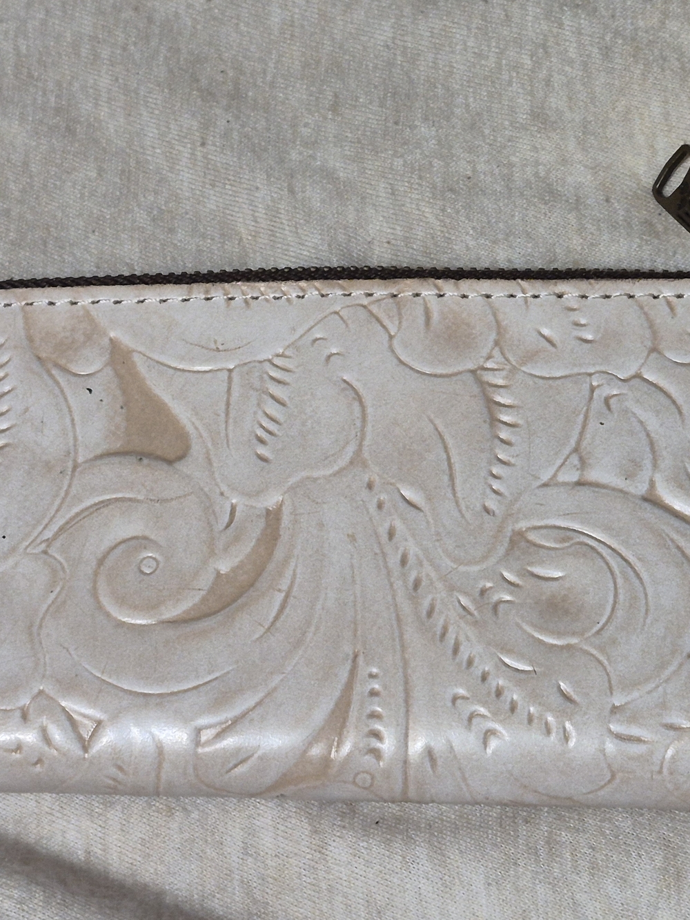 Patricia Nash Nazari Burnished Tooled Leather Bifold Wallet in the color Stone - Picture 2 of 3
